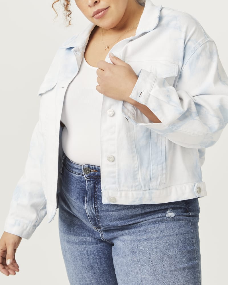 Front of plus size Epiphany Jean Jacket by Kensie | Dia&Co | dia_product_style_image_id:153629